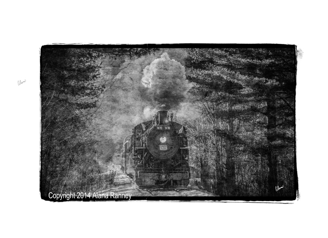 Black and white photography steam train